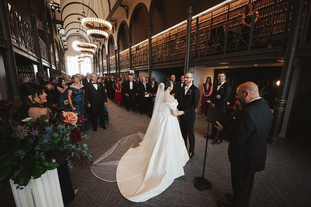 A bride walking down the aisle
