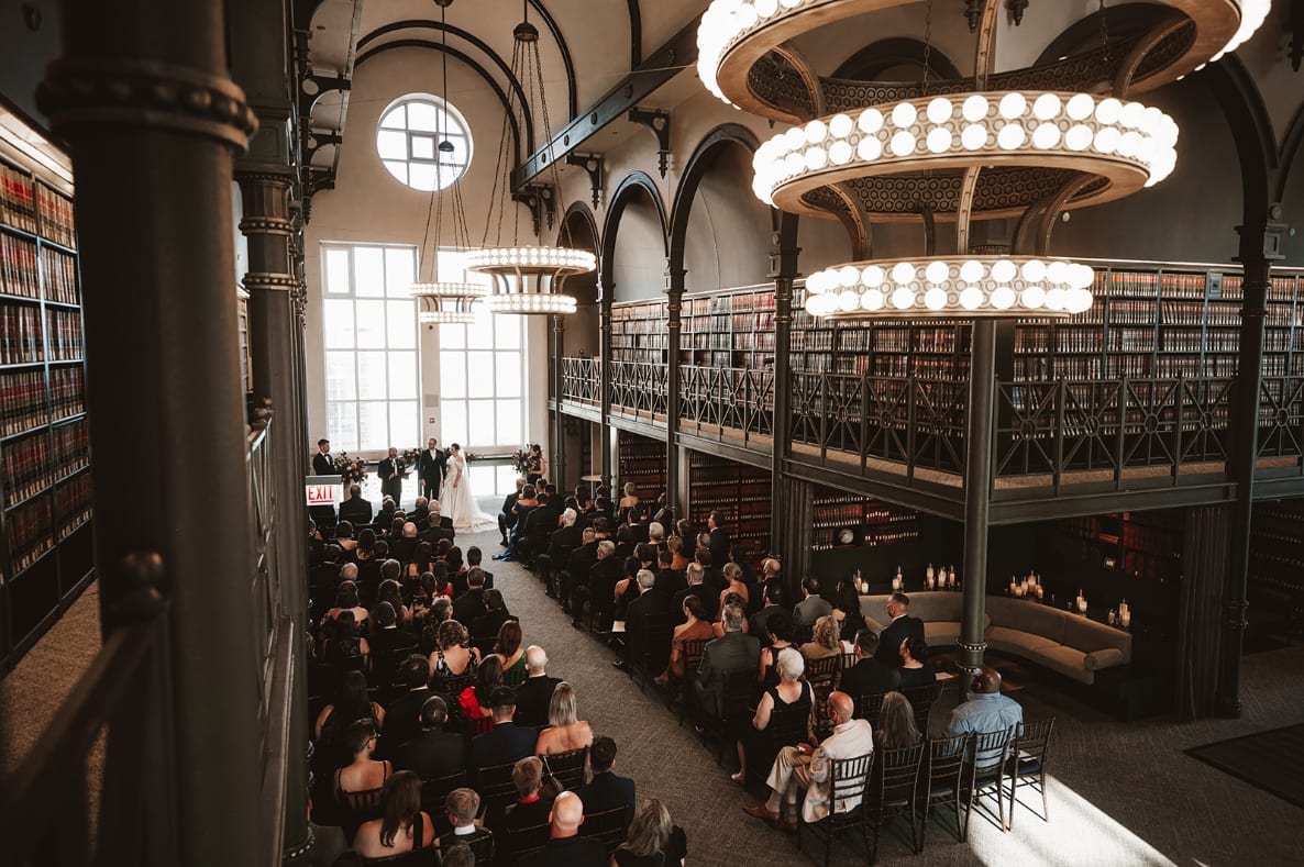A ceremony seen from The Library balcony
