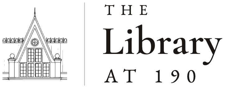 Logo reading "The Library at 190" in dark serif lettering beside a thin vertical line on a black background.