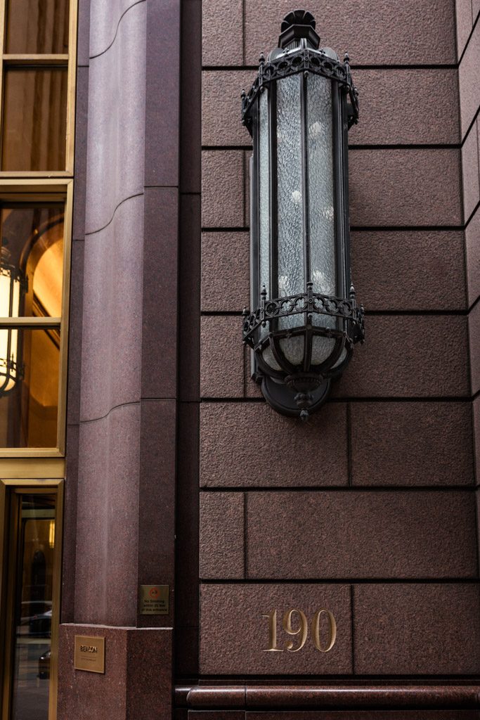 190 South LaSalle lit at dusk