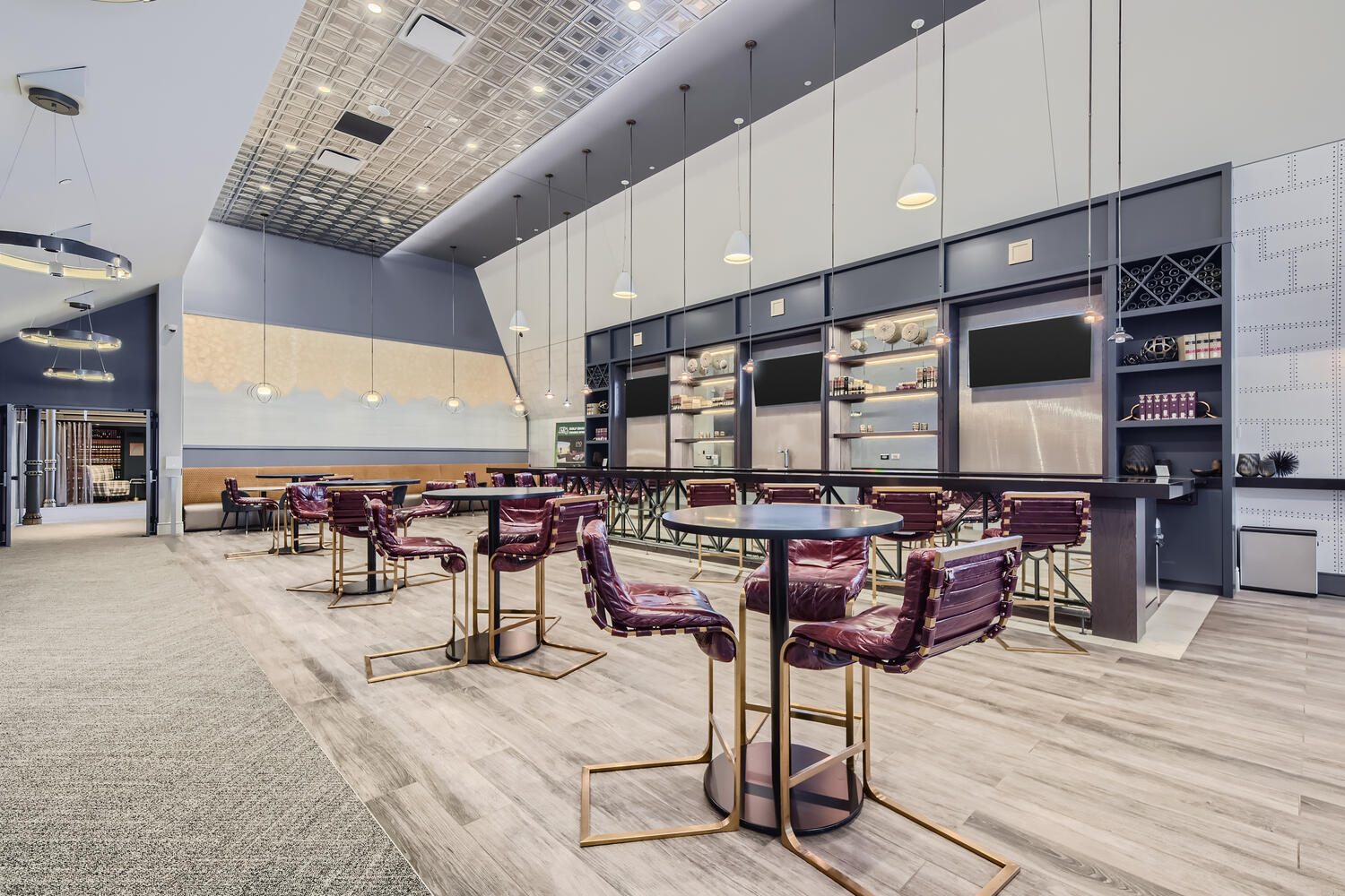 The Stacks set with high tables before an event