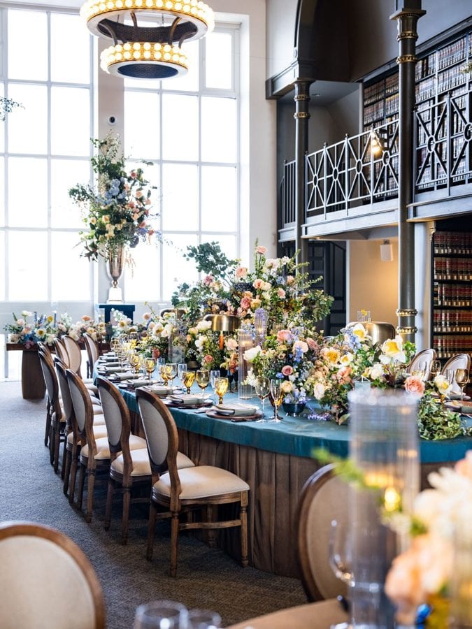 Dinner beneath the chandeliers
